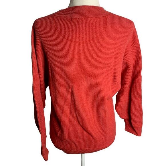 Vintage Limited Lambswool Pullover Sweater M Red Ribbed Knit Pullover V Neck - Picture 4 of 6